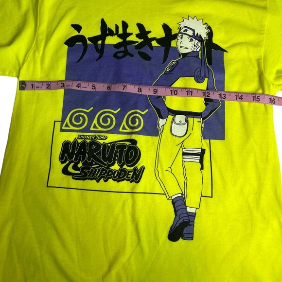 Naruto‎ Shippuden Mens Neon Yellow Anime Crew Shirt Small - Picture 6 of 6